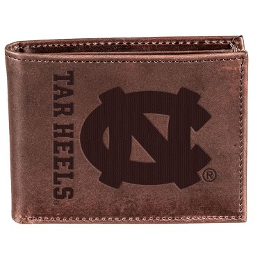 Evergreen NCAA North Carolina Tar Heels Brown Leather Bifold Wallet Officially Licensed with Gift Box