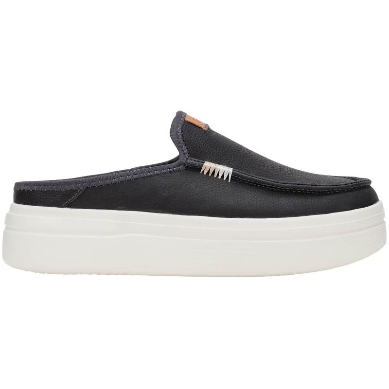 HEYDUDE Women Austin Lift Leather Women , Black Leather, 5
