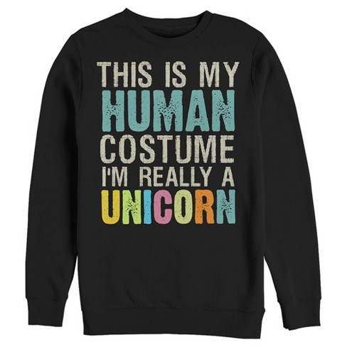 Men s Lost Gods Unicorn In Human Costume Sweatshirt Black 3x Large Target