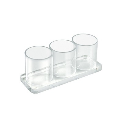Clear Acrylic and Rubber 3-Compartment Pencil Cup Holder