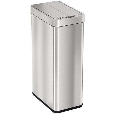 iTouchless Wings Open Lid Kitchen Sensor Trash Can with AbsorbX Odor Filter Rectangular 18 Gallon Silver Stainless Steel