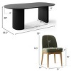 9-Piece Oval Dining Table Set, 79'' Pedestal Table with 8 Upholstered Linen Fabric Chairs, Modern Dining Room Furniture for 8-Maison Boucle - 3 of 4