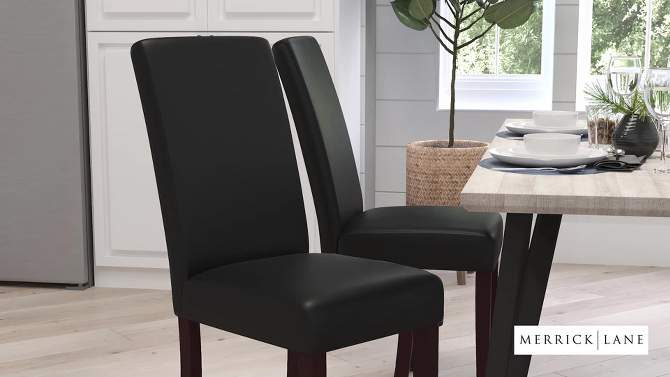 Merrick Lane Faux Leather Panel Back Parson's Chair for Kitchen, Dining Room and More, 2 of 13, play video