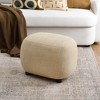 KINWELL Linen Blend Upholstered Ottoman Footrest, Textured Weave Entryway Footstool - 2 of 4