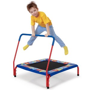 Costway 36" Kids Square Trampoline Indoor Outdoor Rebounder W/Foam Handrail Alphabet Pad - 1 of 4