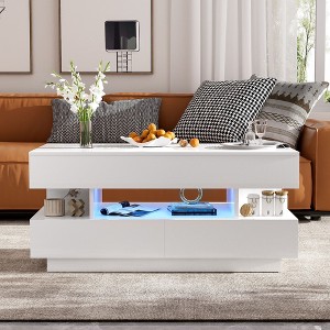 NicBex Lift-Top Coffee Table, 2 Hidden Drawers & High-Gloss Finish, Multi-Functional Rectangle for Small Space Living Room - 1 of 4