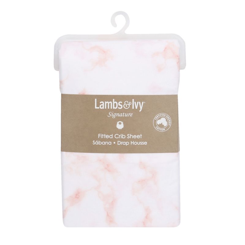 Lambs & Ivy Signature Rose Marble Organic Cotton Fitted Crib Sheet, 4 of 7