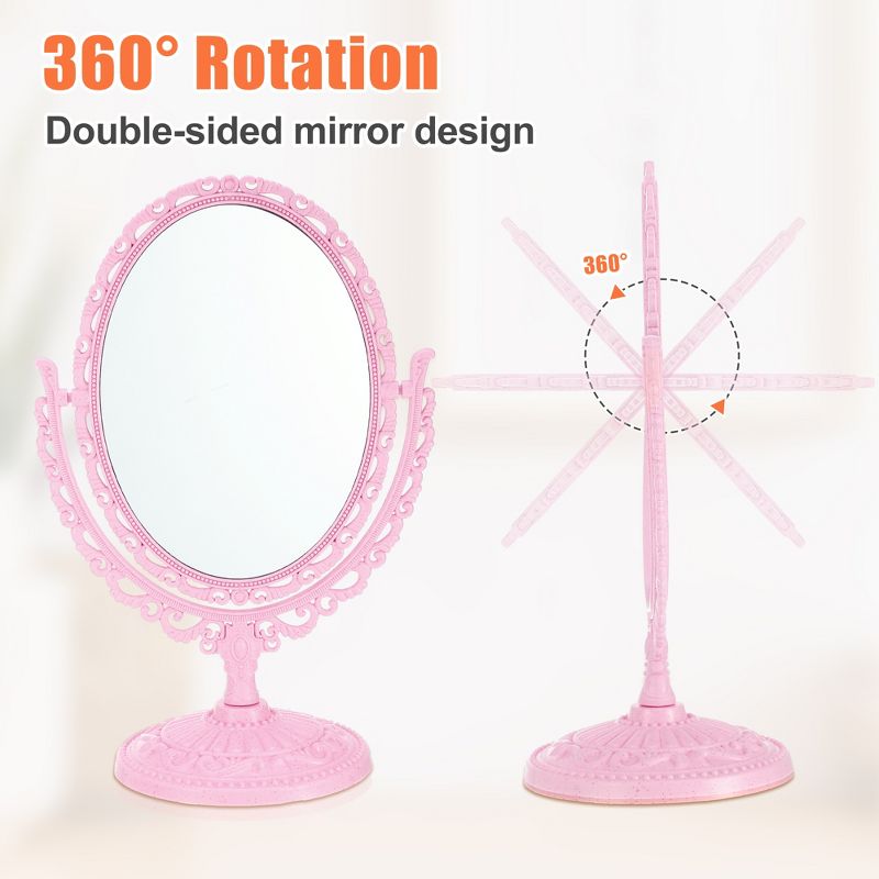 Unique Bargains Oval Shaped Double Sided 360° Rotating Makeup Mirror 1 Pc, 3 of 7