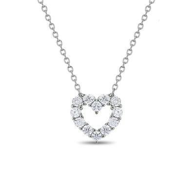 Girls' Open Cz Heart Sterling Silver Necklace - In Season Jewelry