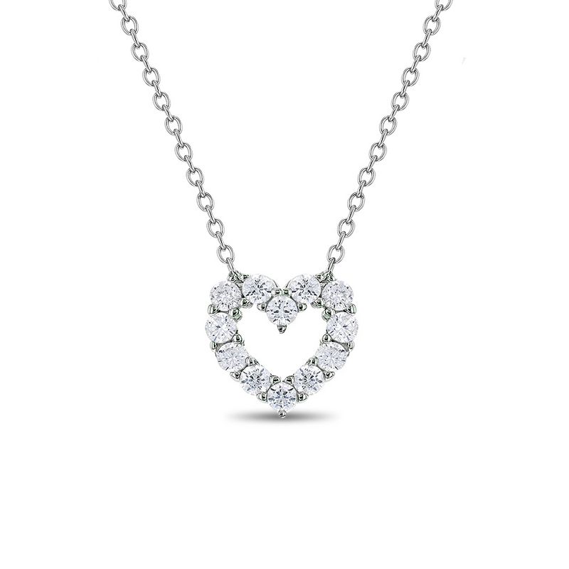 Girls' Open CZ Heart Sterling Silver Necklace - In Season Jewelry, 1 of 7
