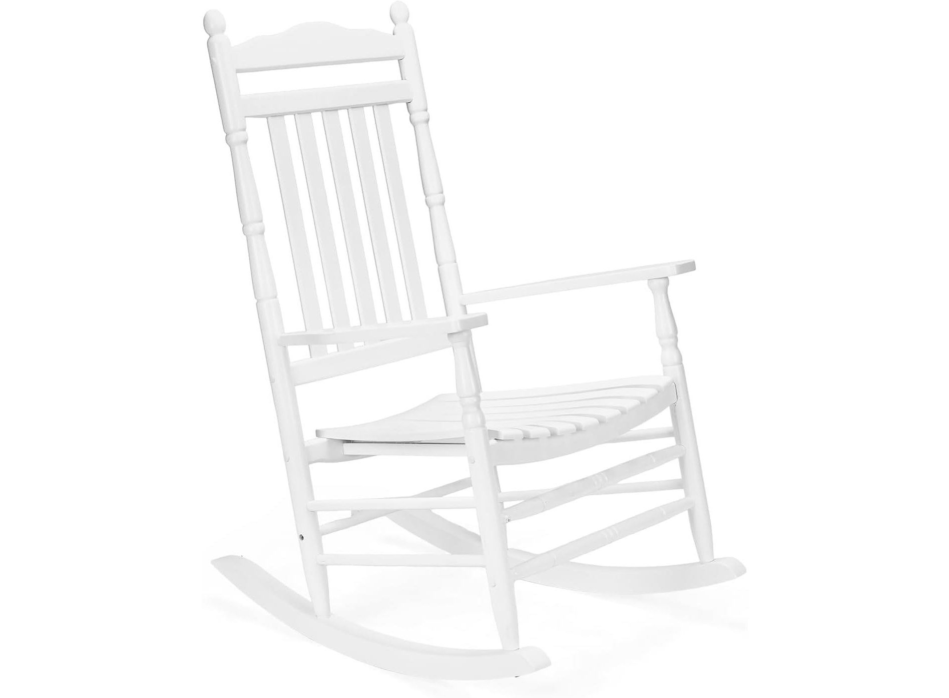 VINGLI Wooden Rocking Chair Outdoor, Relaxing Rocker Solid Wood High Back Seat Reclining Seat, White