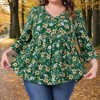 Agnes Orinda Women's Plus Size Floral Peplum V Neck Ruffle Sleeve Elegant Babydoll Blouse - 2 of 4