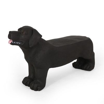 Vynxaria Matte Black Patio Benches - 31.5" Labrador Dog Outdoor Accent