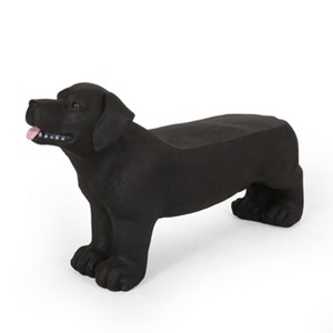 Vynxaria Matte Black Patio Benches - 31.5" Labrador Dog Outdoor Accent - 1 of 4