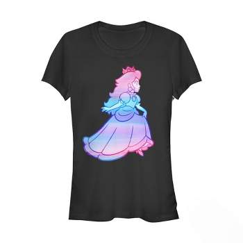 Juniors Womens Nintendo Princess Peach Rainbow Fade T-Shirt