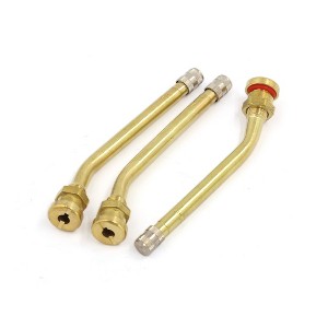 Unique Bargains Brass 60 Degree Angle Bent Tyre Tire Valve Stem Cap for Truck 3 Pcs - 1 of 3