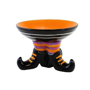 Transpac 4.5 Inch Small Candy Dish With Witch Boot Base Boots Orange Purple Black Candy Dishes - 1 of 3