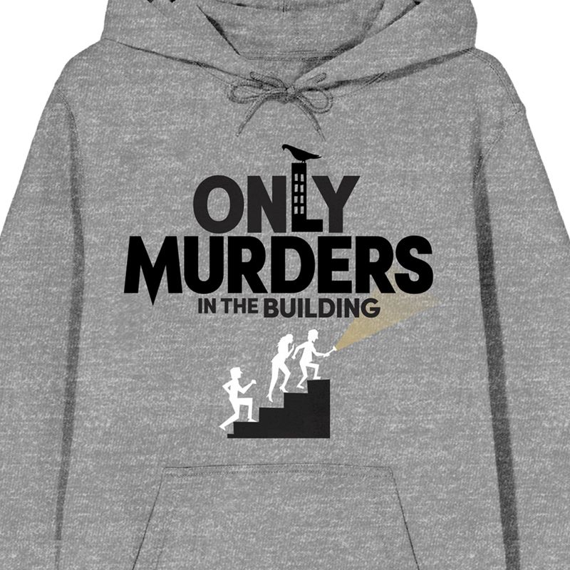Only Murders In The Building Staircase Logo Long Sleeve Gray Heather Adult Hooded Sweatshirt, 2 of 3