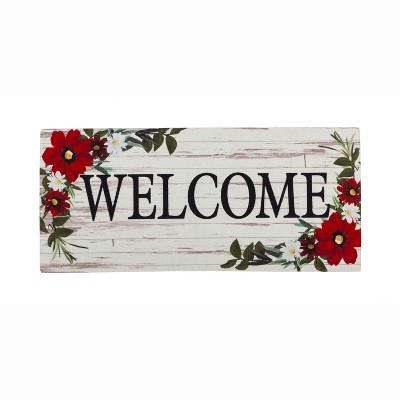 Evergreen Flag Red Floral Welcome Sassafras Switch Mat