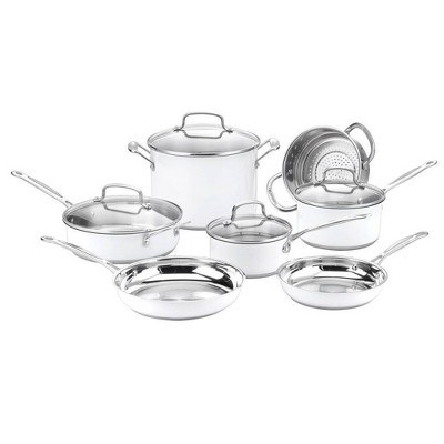 Cuisinart Chef's Classic 11pc Stainless Steel Series White Cookware Set - CSMW-11G