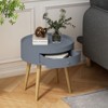 Gulches 18"H Nightstand with Storage Drawer & Oak Legs Bedside Table, Sofa Side Coffee Table for Bedroom, Living Room,Gray - 2 of 4