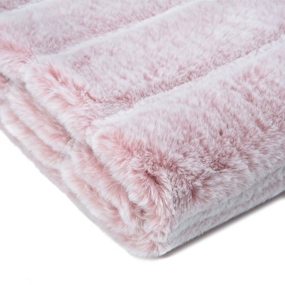 Chanasya Frost Tip Fur Throw Blanket - Reversible Mink Blanket (50x65 Inches) Rose