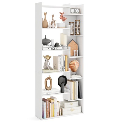 Tangkula 6-tier Bookshelf Bookcase w/ Anti-Tip Kits Home Wood Organizer Free-standing Room Divider Display Shelf