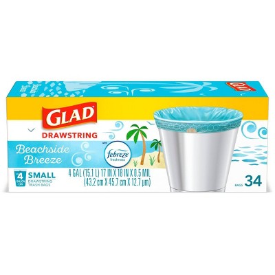 Glad Trash Bags, Drawstring, Sweet Citron & Lime, Small, 4 Gallon - 34 bags