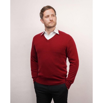 Lona Scott Men's Pure Cashmere V-Neck Sweater