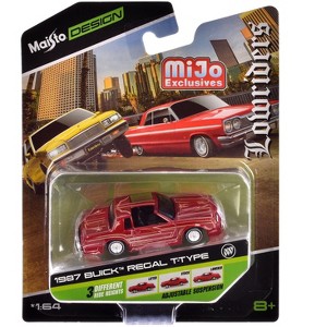 1987 Buick Regal T-Type Lowrider Red Metallic with Graphics "Lowriders" "Maisto Design" Series 1/64 Diecast Model Car by Maisto - 1 of 3