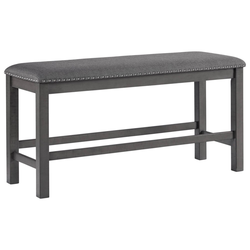 Photos - Other Furniture Ashley Myshanna Double Upholstered Two-Tone Dining Bench Gray - Signature Design 