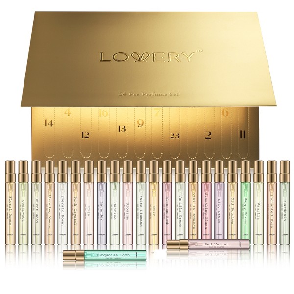 Set de Regalo de Perfume de Lujo con 24 Fragancias Surtidas: Florales, Frutales y Amaderadas