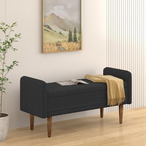 NicBex Ottoman with Storage Bench Storage Organizer Velvet Storage Stool with Rubber Wood Legs for Entryway Bedroom - 1 of 4