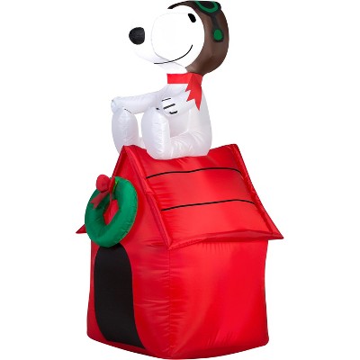 Gemmy Christmas Airblown Inflatable Snoopy on House Peanuts, 3.5 ft Tall, Multicolored
