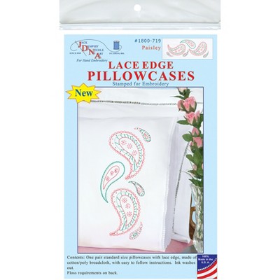 Jack Dempsey Stamped Pillowcases W/White Lace Edge 2/Pkg-Paisley