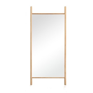 HomeRoots 71" Natural Solid Wood Ladder Leaning Framed Full Length Mirror - 1 of 4