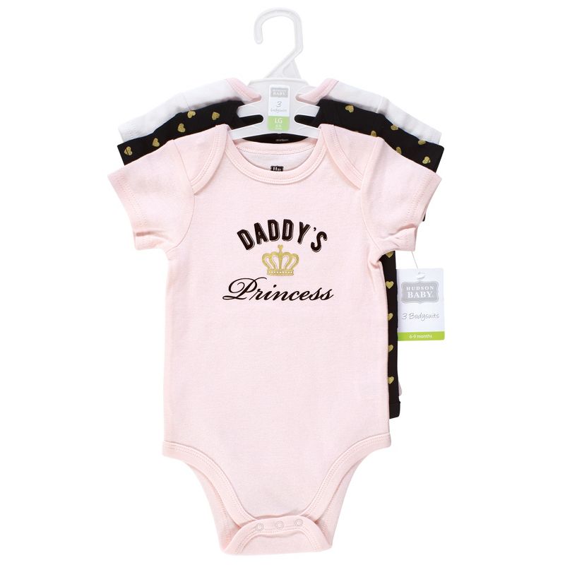 Hudson Baby Infant Girl Cotton Bodysuits, Daddys Princess, 3 of 7