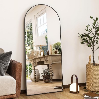 56"x21"Full Length Mirror Arch Floor Mirrors with Aluminum Alloy Frame Free-Standing Wall Mounted