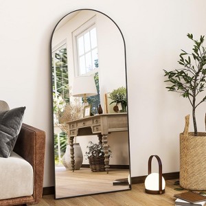56"x21"Full Length Mirror Arch Floor Mirrors with Aluminum Alloy Frame Free-Standing Wall Mounted - 1 of 4