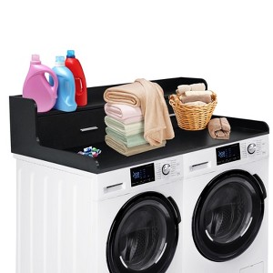 2-Tier Washer Dryer Countertop W/2 Drawers, Spacious Laundry Room Storage with 2.75" H Edge Rails & Anti-Slip, for Folding Clothes - 1 of 4