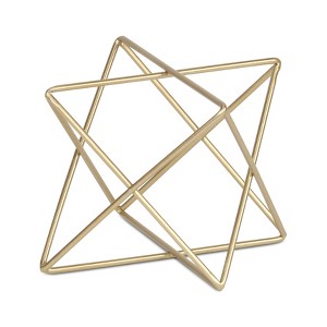 HomeRoots 6" Gold Metal Open Geometric Tabletop Sculpture - 1 of 4