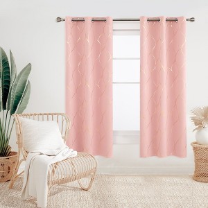 Deconovo Gold Line 52 Width Curtain Panel Pair (2 Panel) - 1 of 4