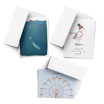 Love/Friendship Greeting Card Pack (3ct) "Seagull, Ferris Wheel, Whale" by Ramus & Co