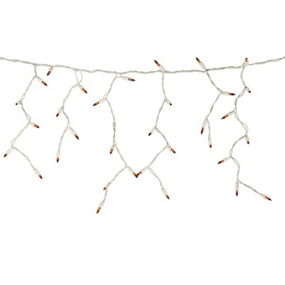 Northlight 100 Count Orange Mini Icicle Christmas Lights - 3.5 ft White Wire
