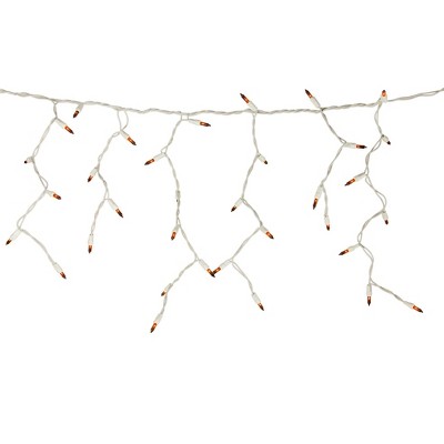 Northlight 100 Count Orange Mini Icicle Christmas Lights - 3.5 ft White Wire