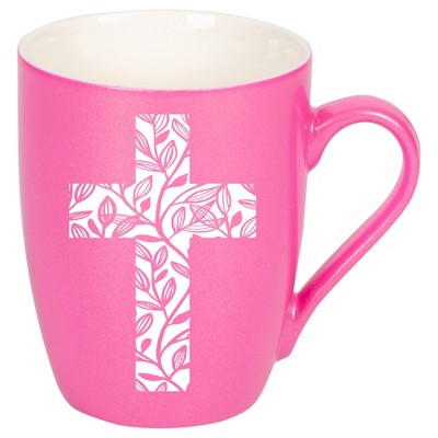 Elanze Designs Cross Leaf Princess Pink 10 ounce New Bone China Coffee Cup Mug