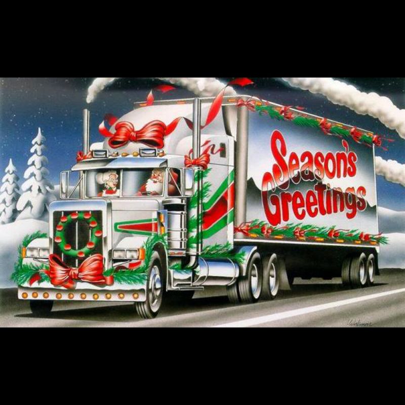 Junior's Design By Humans Truck Driver Christmas Shirt Seasons Greetings By Galvanized T-Shirt, 2 of 4