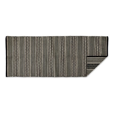 Handmade Cotton Black Stripe Rectangular Runner Rug 72"x30"