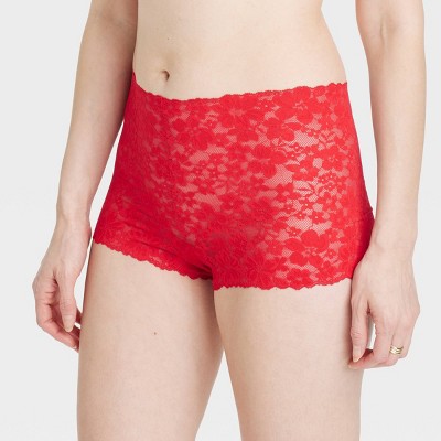 Women's Allover Lace Boy Shorts - Auden™ Wowzer Red XL