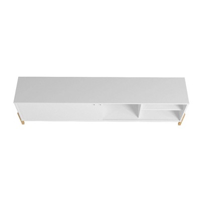 Mid-Century Classic White and Oak TV Stand with Cabinet - 73in